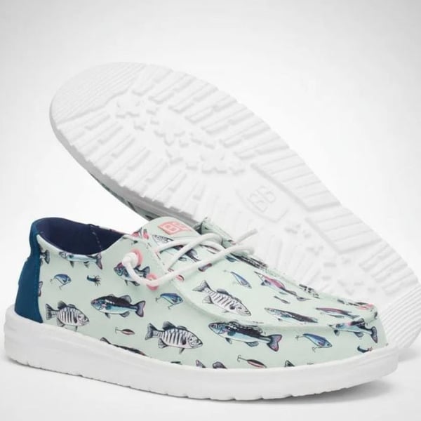HeyDude Wendy Fish Lure Printed Casual Slip On Shoes  US W6