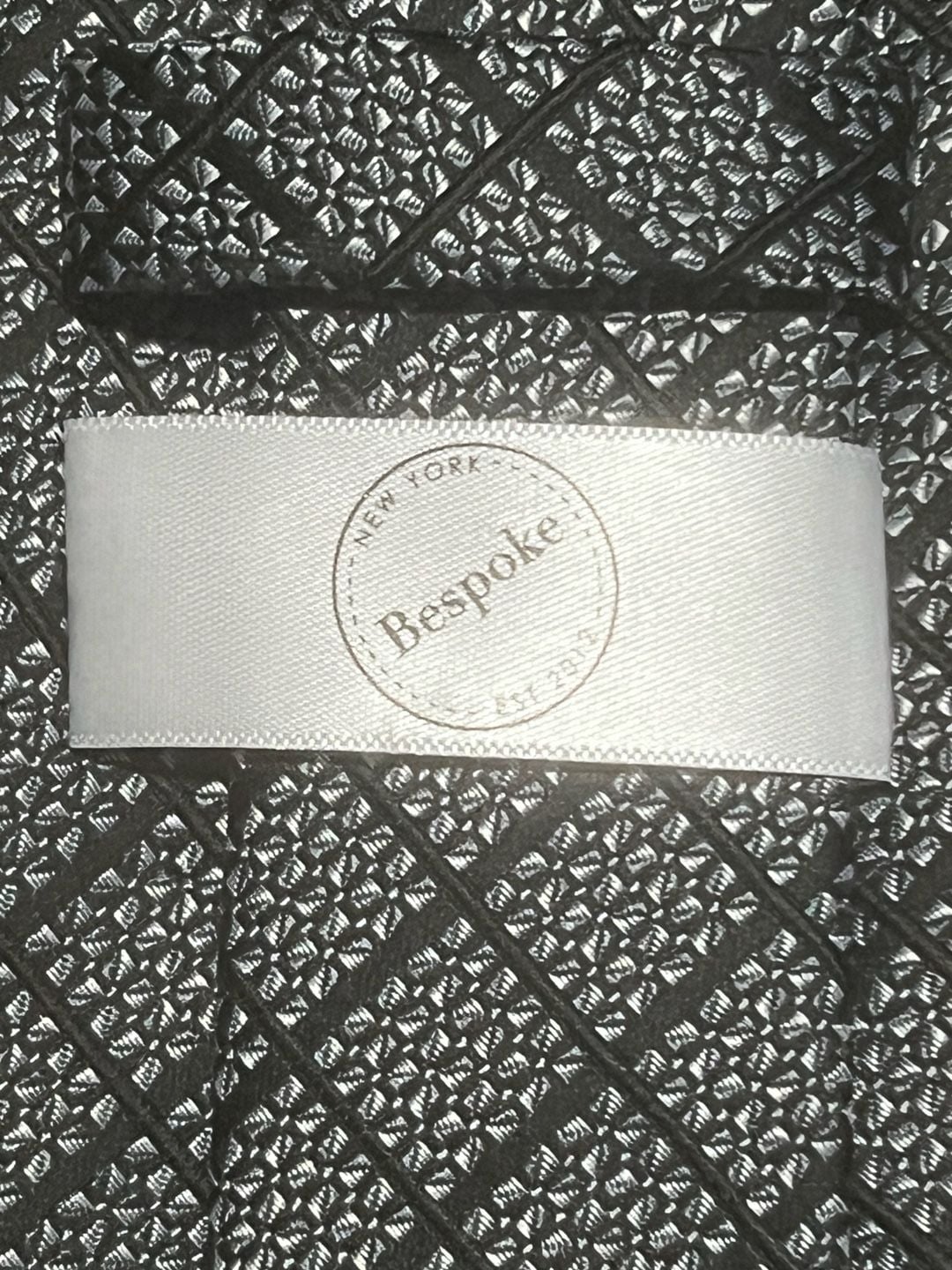 Bespoke New York Diamond Pattern Necktie Grey Black Polyester 5