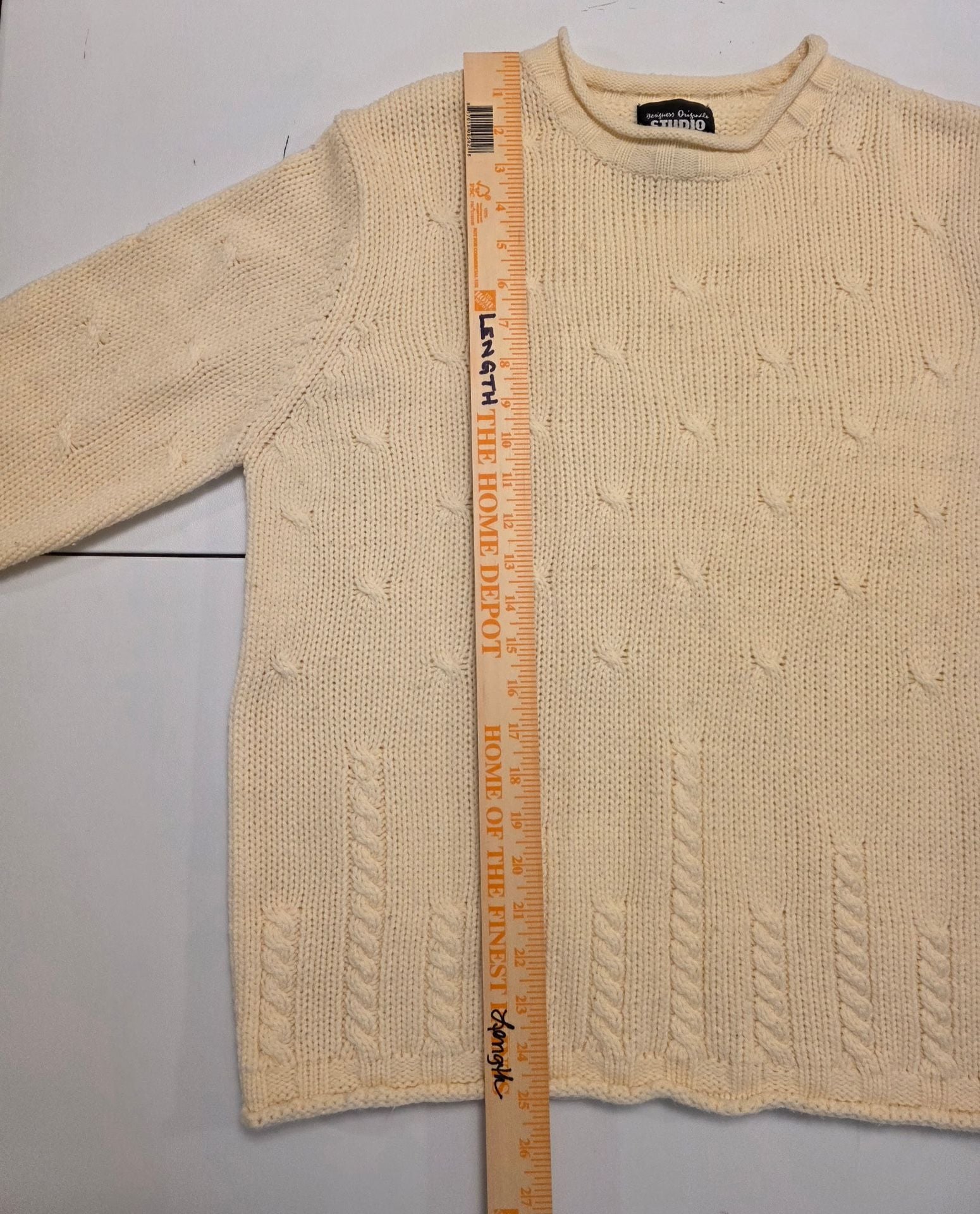 LOFT Bobble Pointelle Crew Neck Sweater Ivory Cream 6