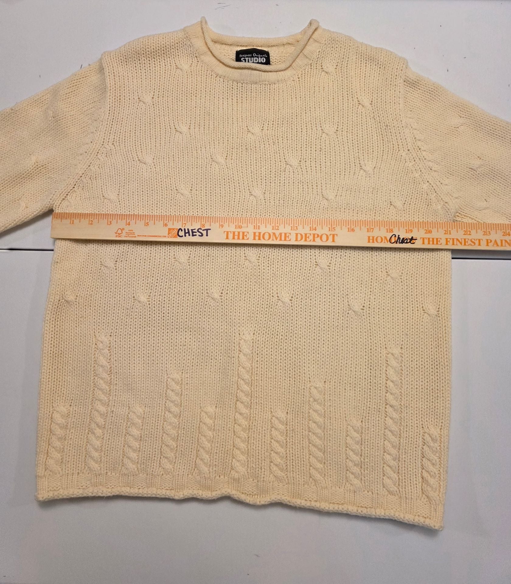 LOFT Bobble Pointelle Crew Neck Sweater Ivory Cream 8