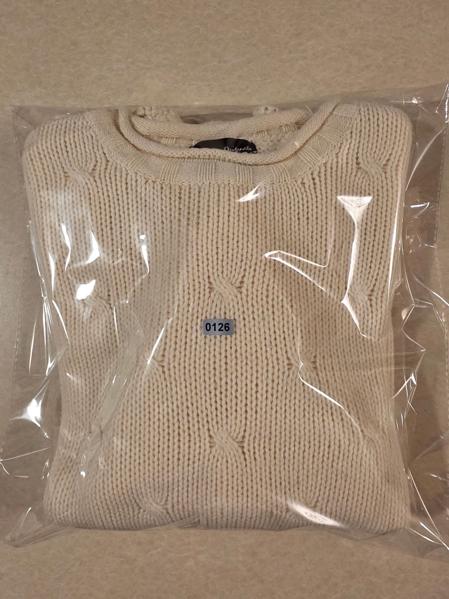 LOFT Bobble Pointelle Crew Neck Sweater Ivory Cream 10