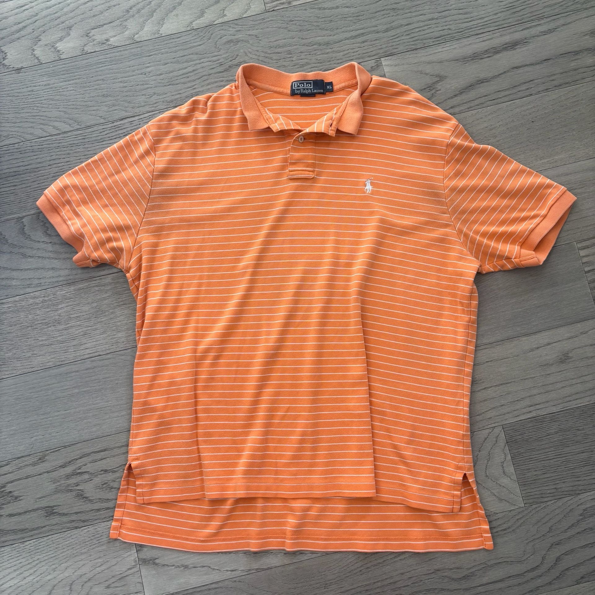 Polo Ralph Lauren Striped Polo Shirt Size XL Orange White 2