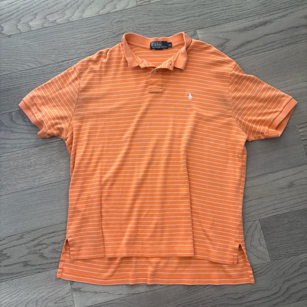 Polo Ralph Lauren Striped Polo Shirt Size XL Orange White