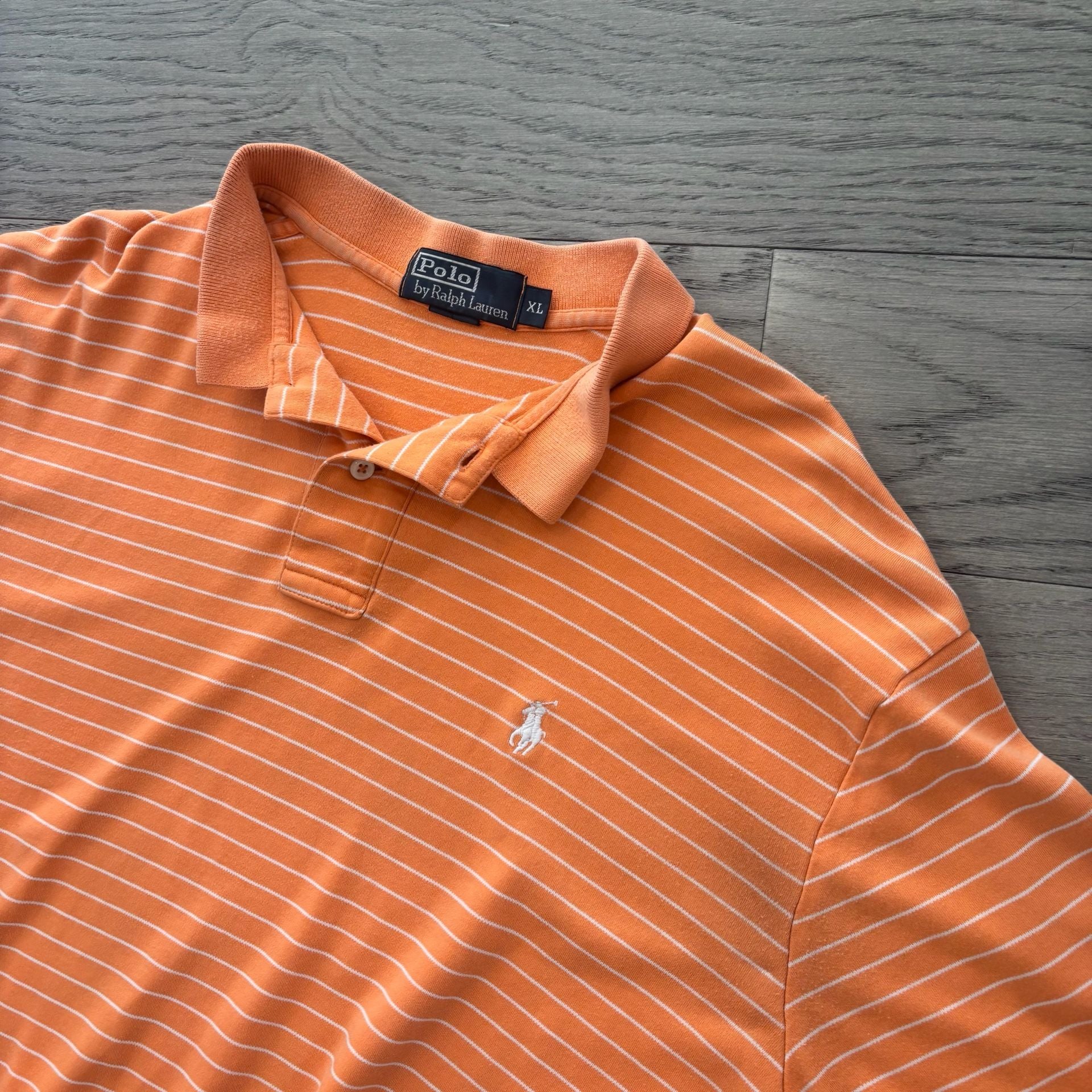 Polo Ralph Lauren Striped Polo Shirt Size XL Orange White 3