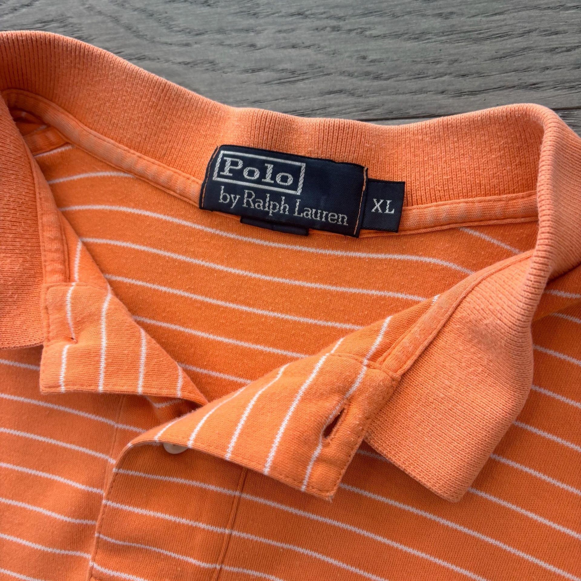 Polo Ralph Lauren Striped Polo Shirt Size XL Orange White 4