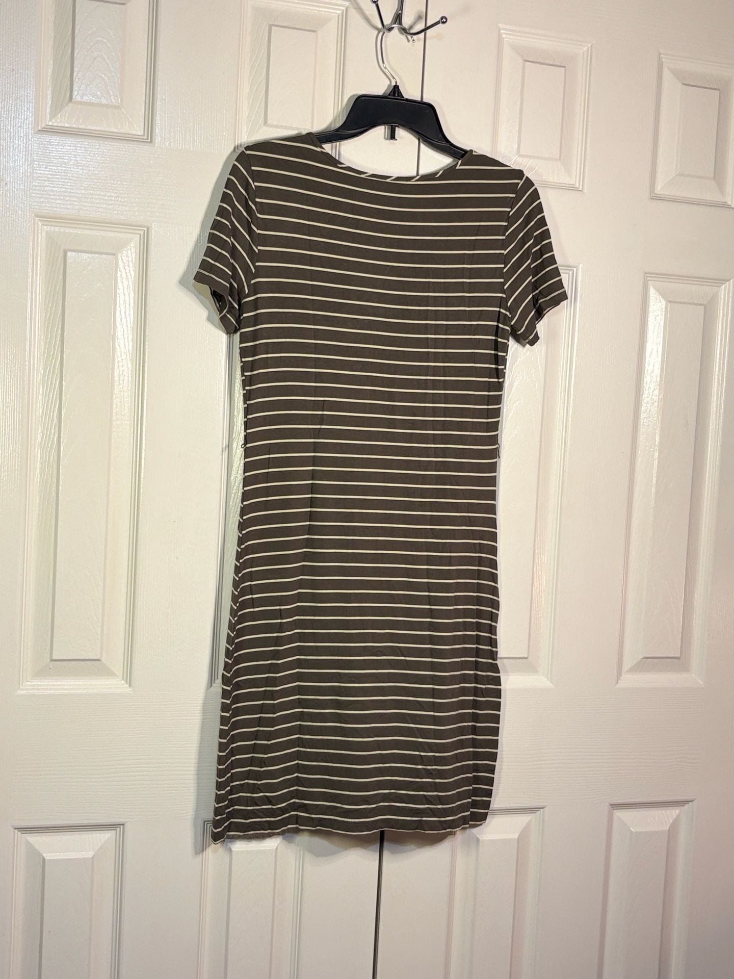 Calvin Klein T-Shirt Dress Size 6 Brown Striped Short Sleeve Scoop Neck 6