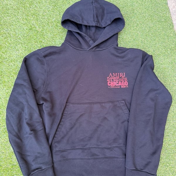 AMIRI Flagship Store Chicago Hoodie Size Large Black