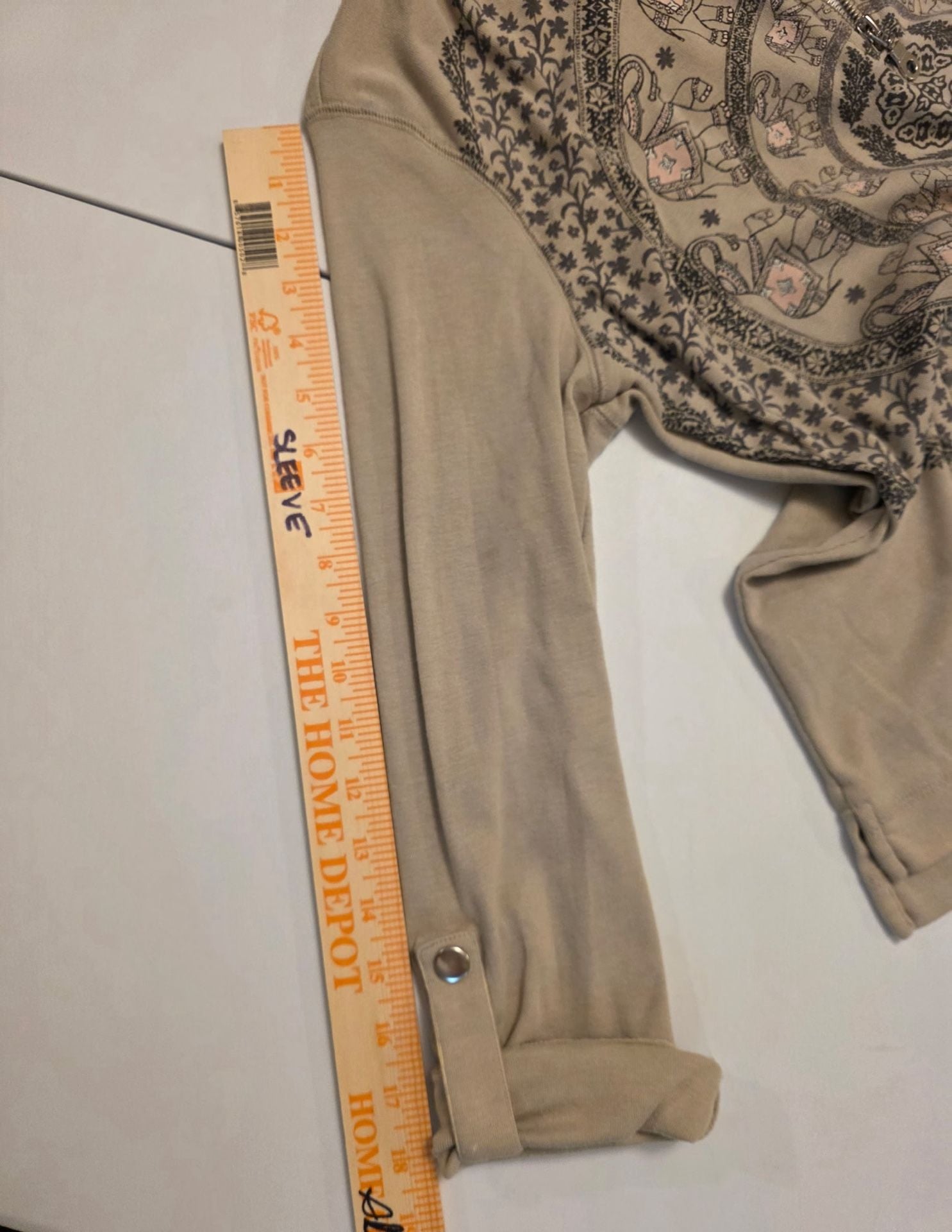 Style & Co. Petite PL Hoodie Elephant Mandala Graphic Gray Long Sleeve 8
