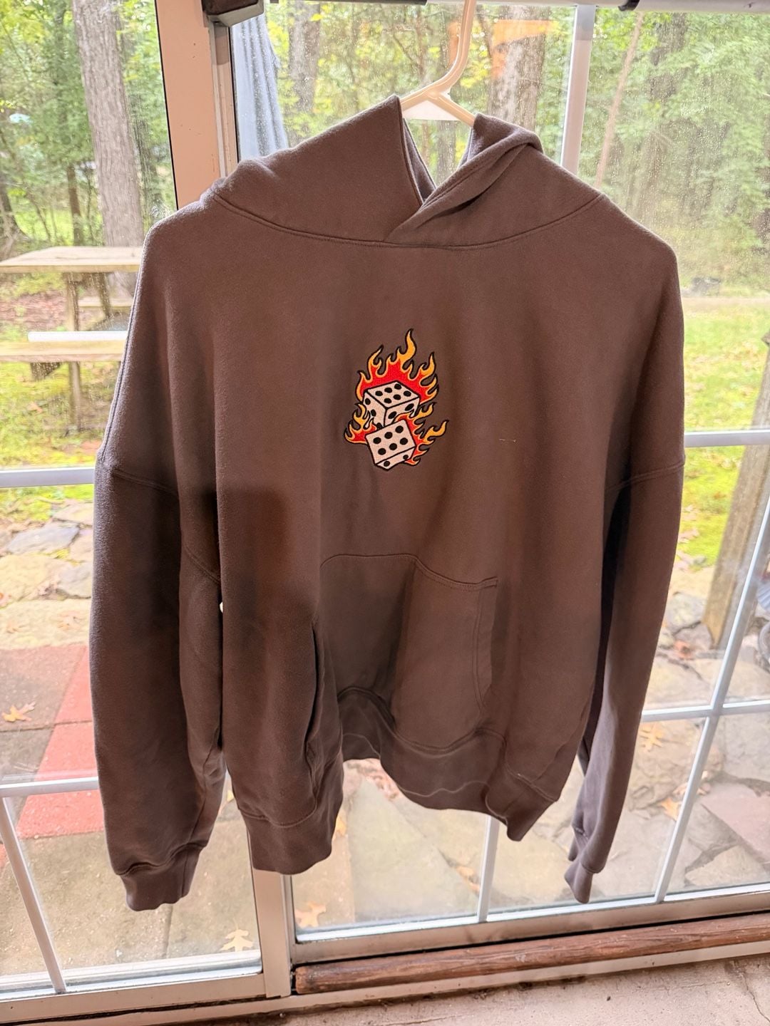 Aeropostale Cloud Soft Boxy Flame Dice Hoodie Size L Brown 2