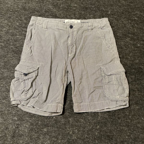 Aeropostale Cargo Shorts Mens Size 36 Blue White Hickory Striped Cotton