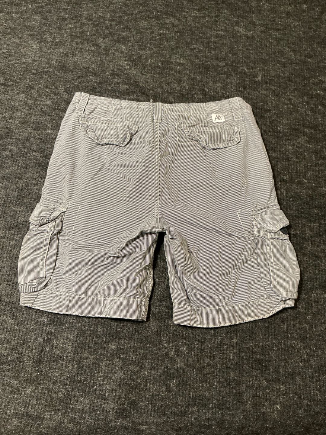 Aeropostale Cargo Shorts Mens Size 36 Blue White Hickory Striped Cotton 8