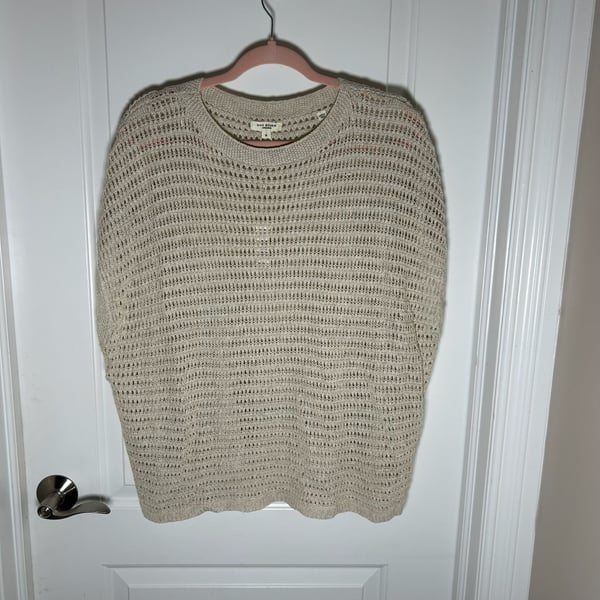 Max Studio London Open Knit Sweater Size M Oyster Beige