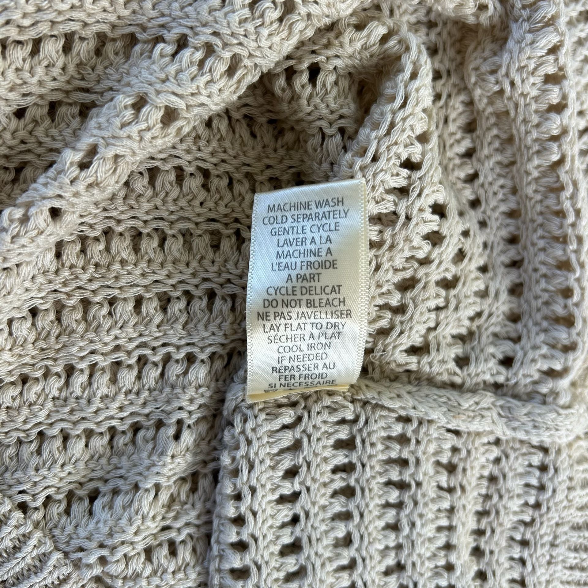 Max Studio London Open Knit Sweater Size M Oyster Beige 7