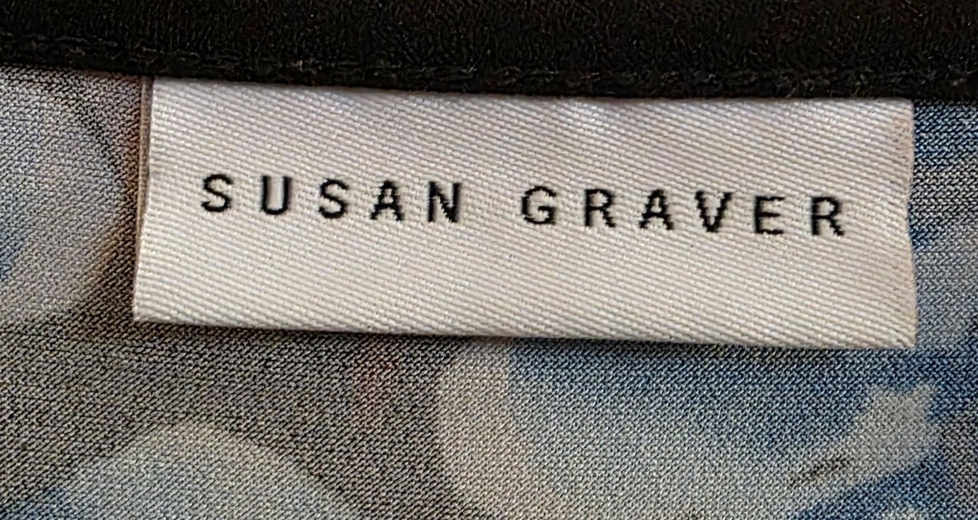 Susan Graver Long Sleeve Layered Top Size S Black Blue Floral 4