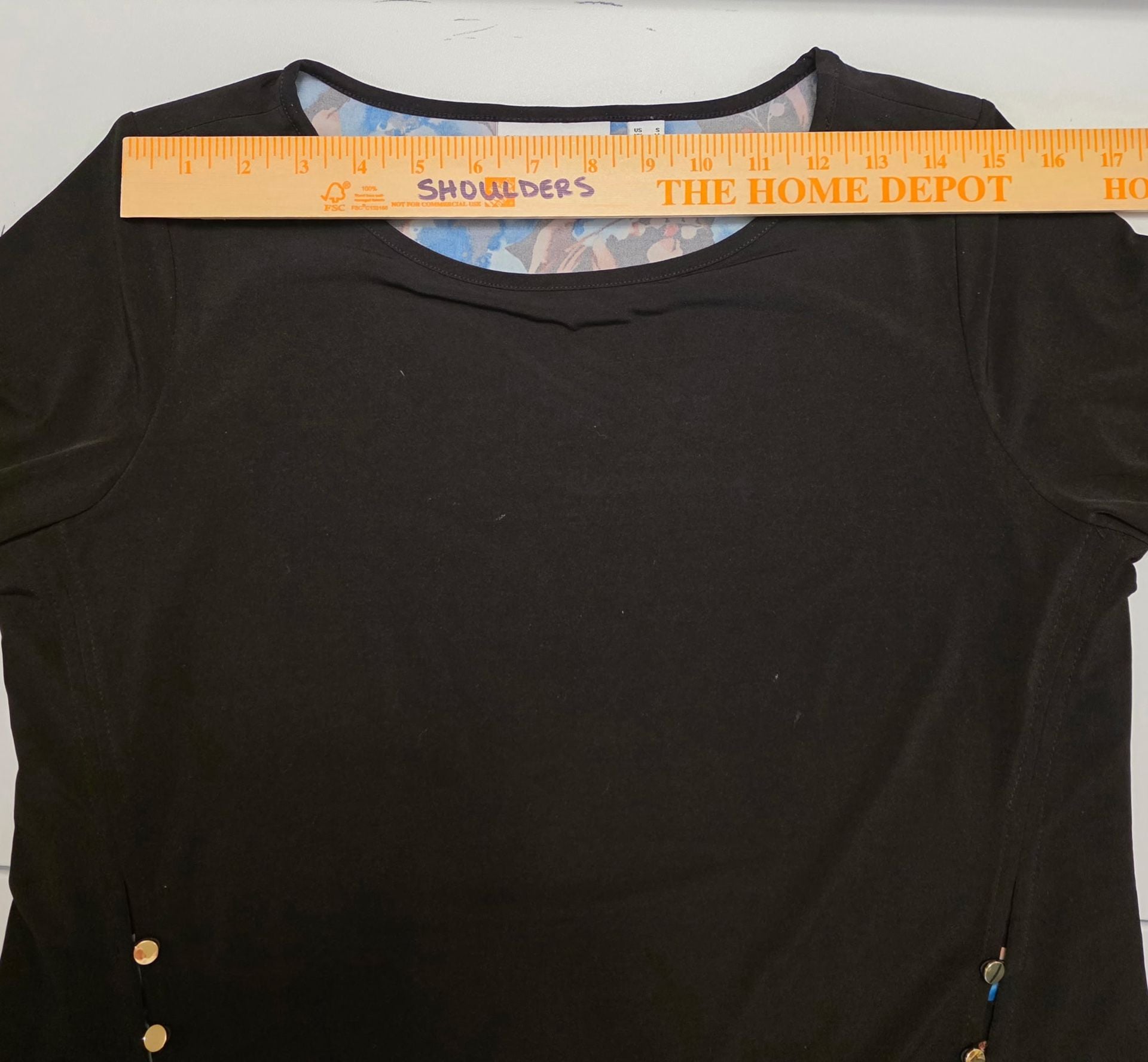 Susan Graver Long Sleeve Layered Top Size S Black Blue Floral 8