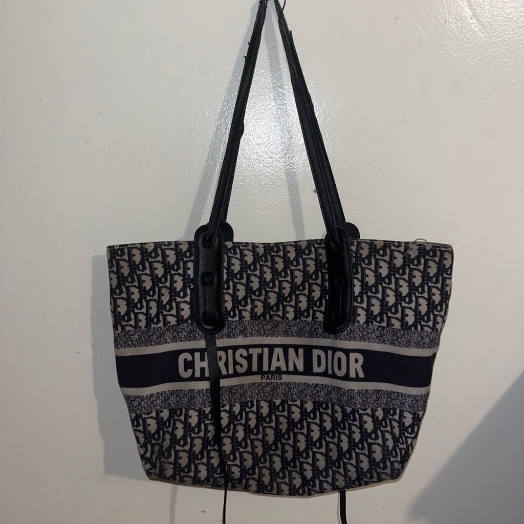 Christian Dior Tote Bag Blue Oblique Canvas 2