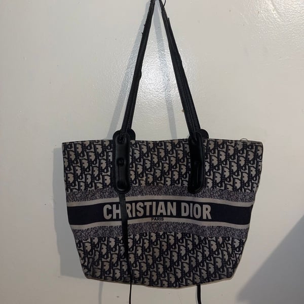 Christian Dior Tote Bag Blue Oblique Canvas