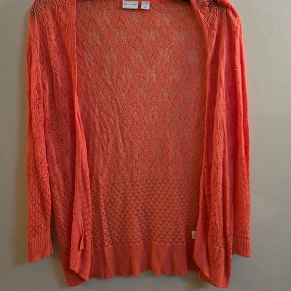 Lane Bryant Cardigan Size 14/16W Coral Open Knit Sweater