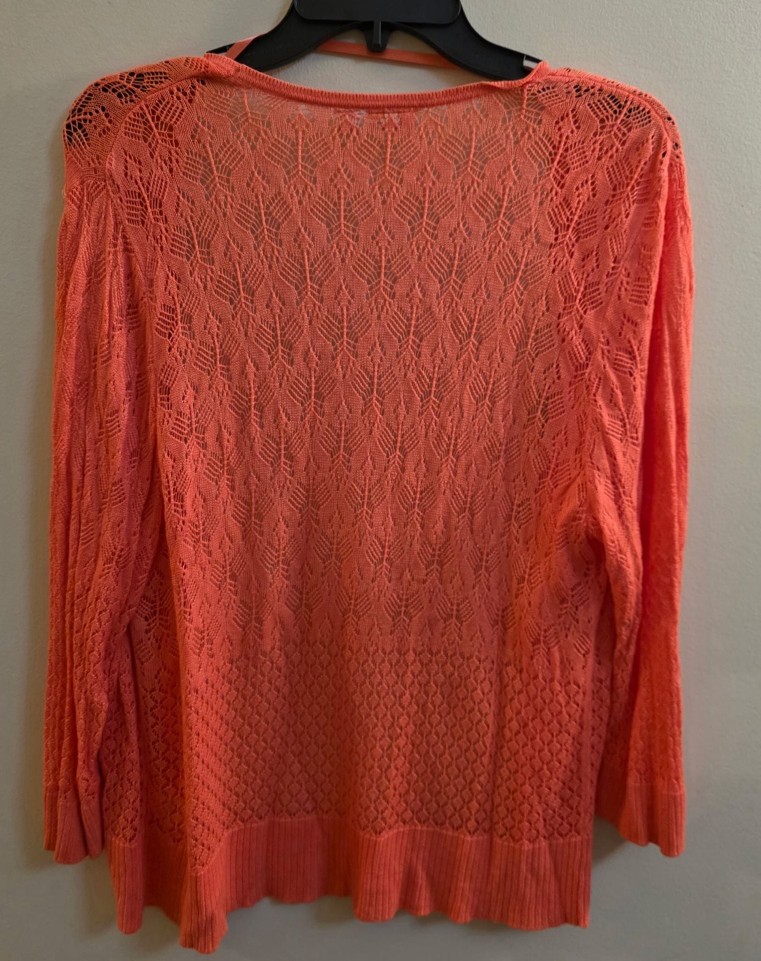 Lane Bryant Cardigan Size 14/16W Coral Open Knit Sweater 3
