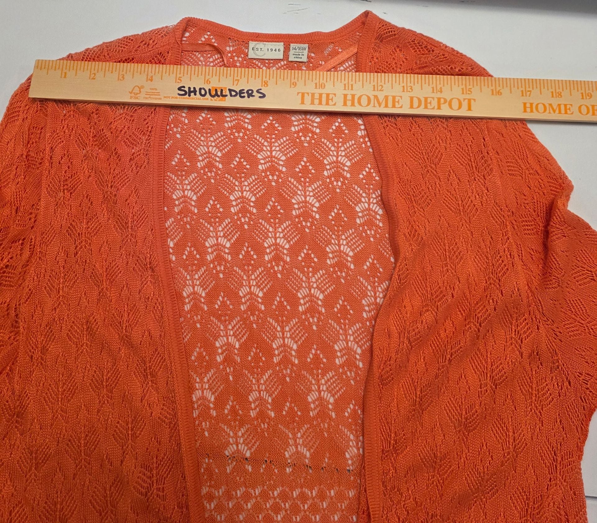 Lane Bryant Cardigan Size 14/16W Coral Open Knit Sweater 7