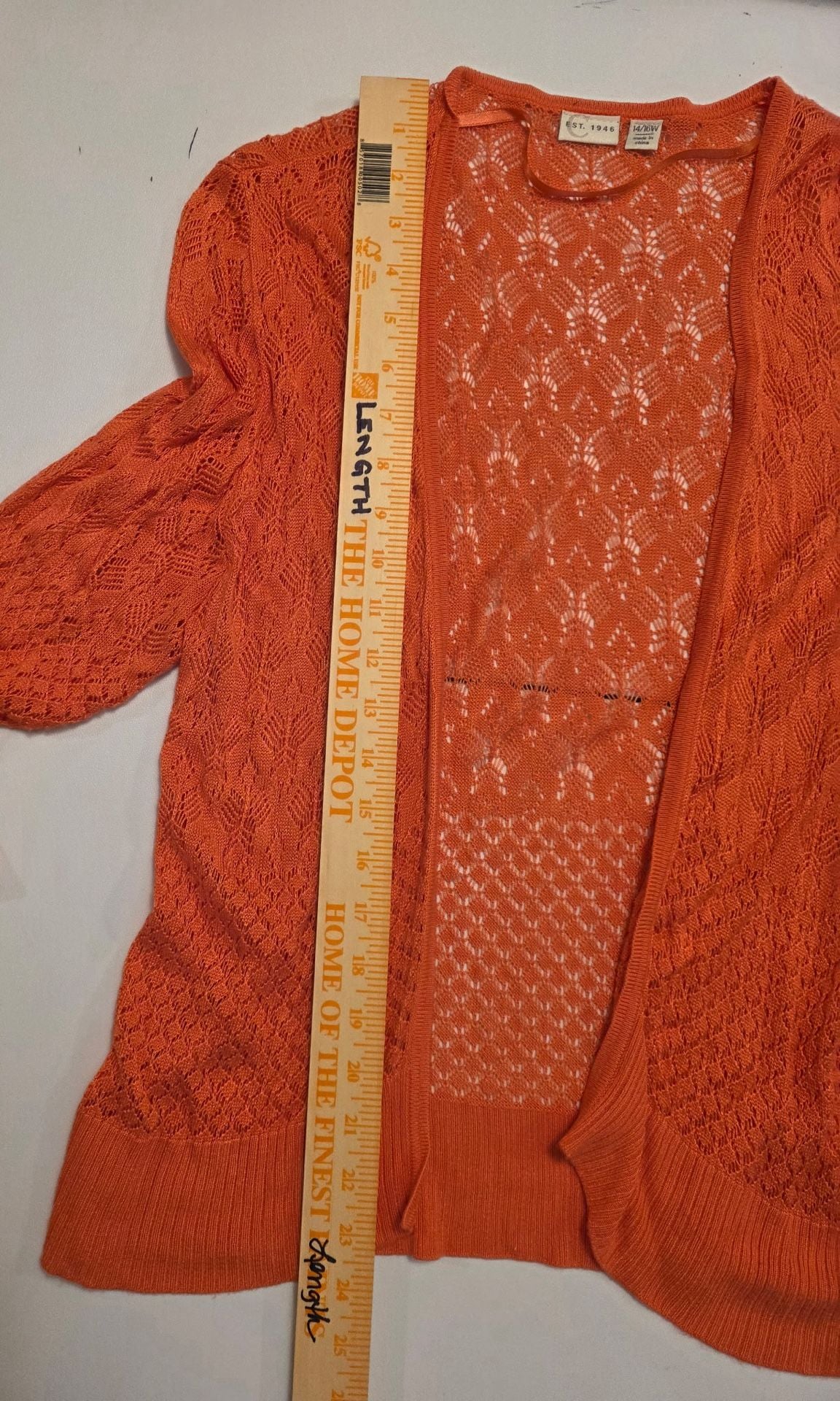 Lane Bryant Cardigan Size 14/16W Coral Open Knit Sweater 8