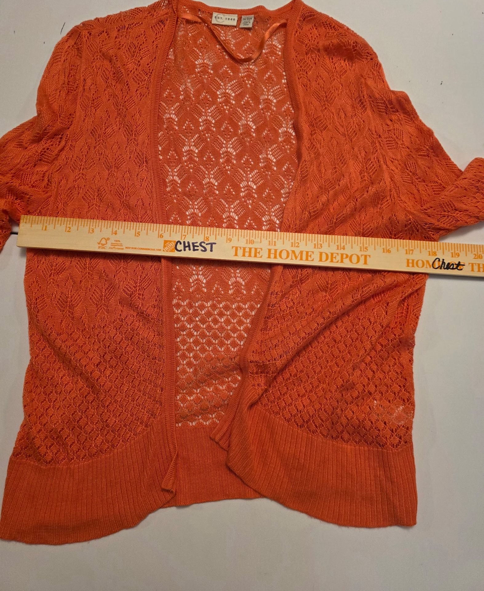 Lane Bryant Cardigan Size 14/16W Coral Open Knit Sweater 9