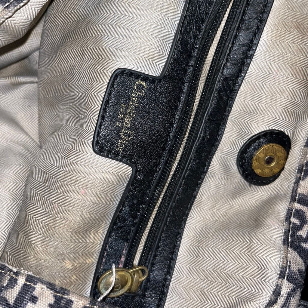 Christian Dior Tote Bag Blue Oblique Canvas 3
