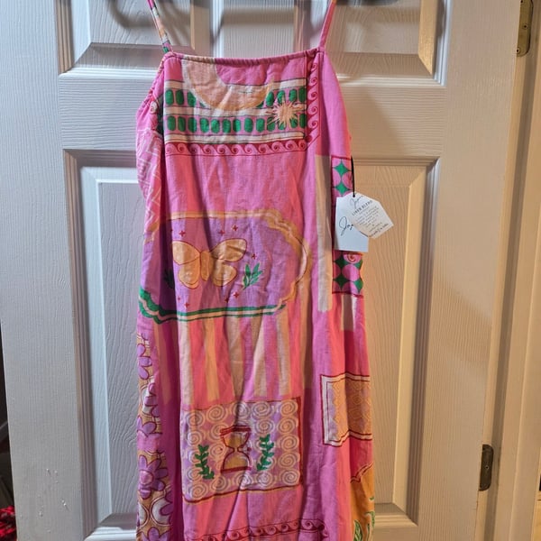 Japna Pink Printed Patchwork Midi Dress