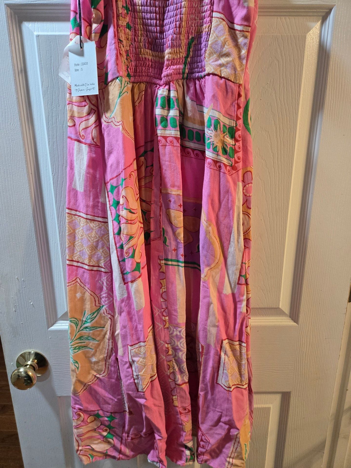 Japna Pink Printed Patchwork Midi Dress 5