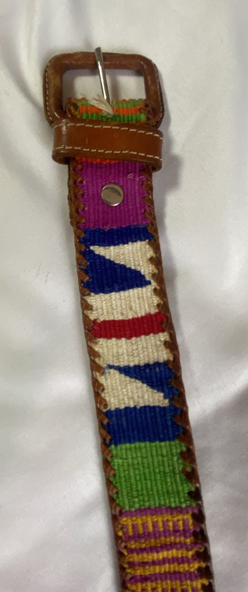 Vintage Guatemalan Woven Leather Belt Size SM 4
