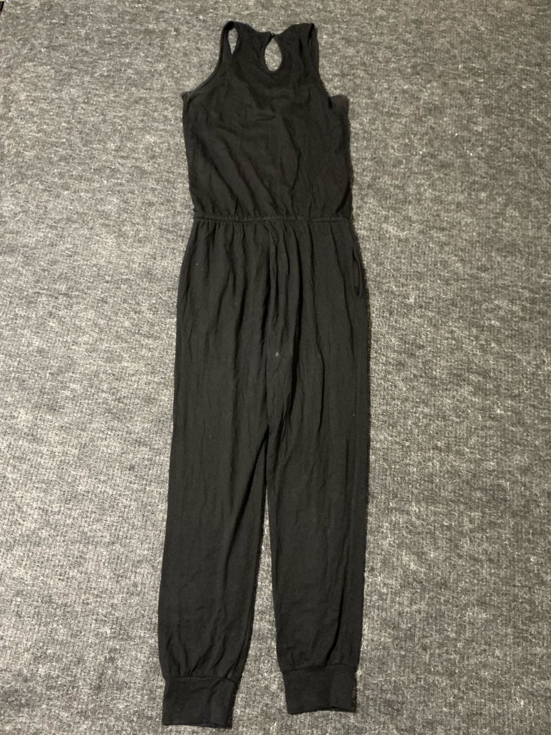 Gap Jumpsuit Womens Size XS Black Drawstring Halter Keyhole Back Cotton Modal 9
