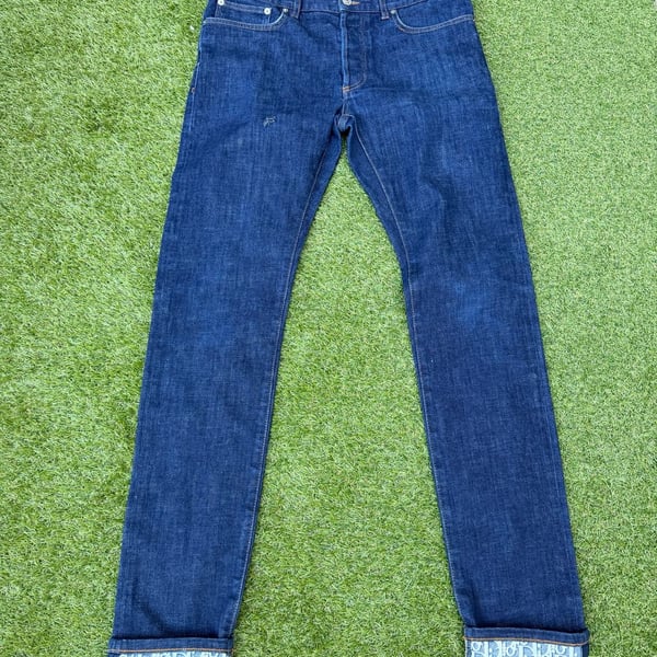 Dior Oblique Cuffs Denim Jeans Size 32 Dark Blue Made In Italy