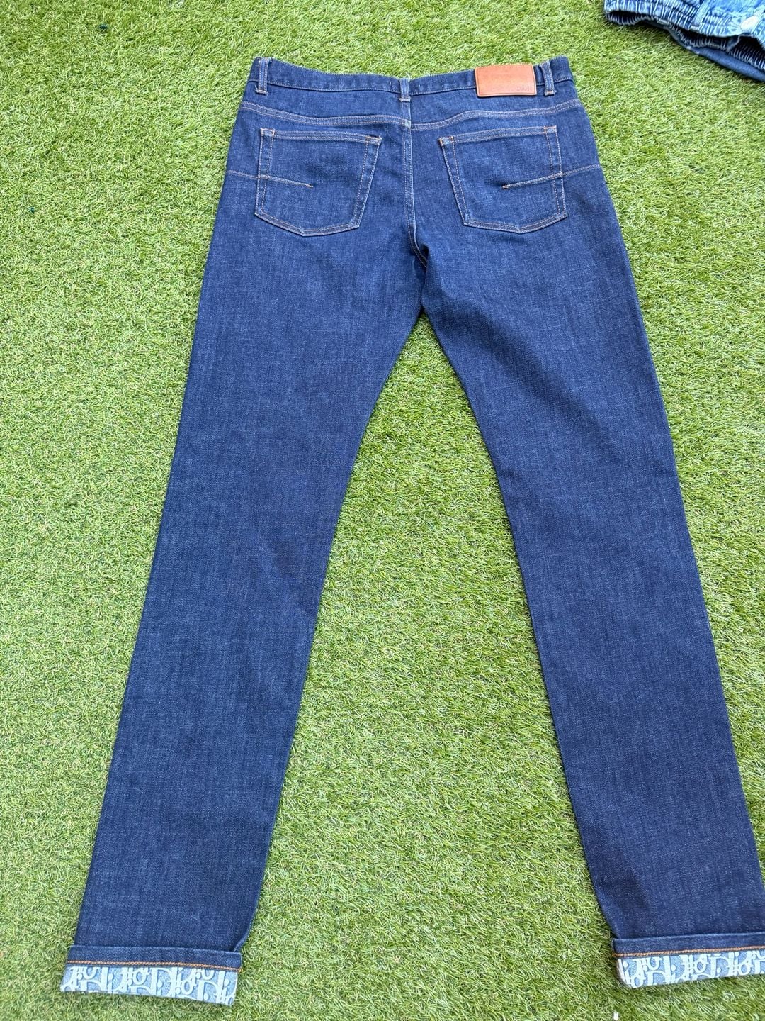 Dior Oblique Cuffs Denim Jeans Size 32 Dark Blue Made In Italy 7