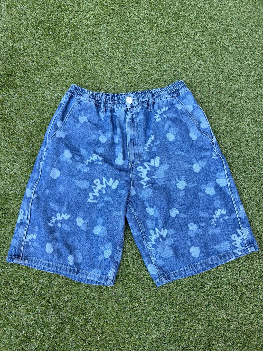 Marni Denim Shorts Size 30 Blue Logo Print Cotton 2