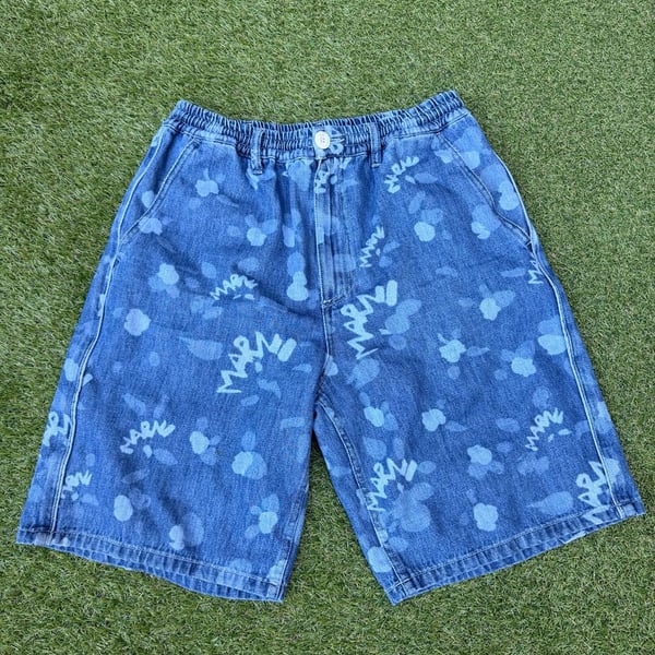 Marni Denim Shorts Size 30 Blue Logo Print Cotton