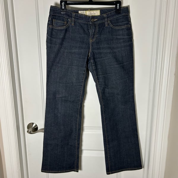 LOFT Curvy Boot Jeans Size 6P Dark Wash Denim