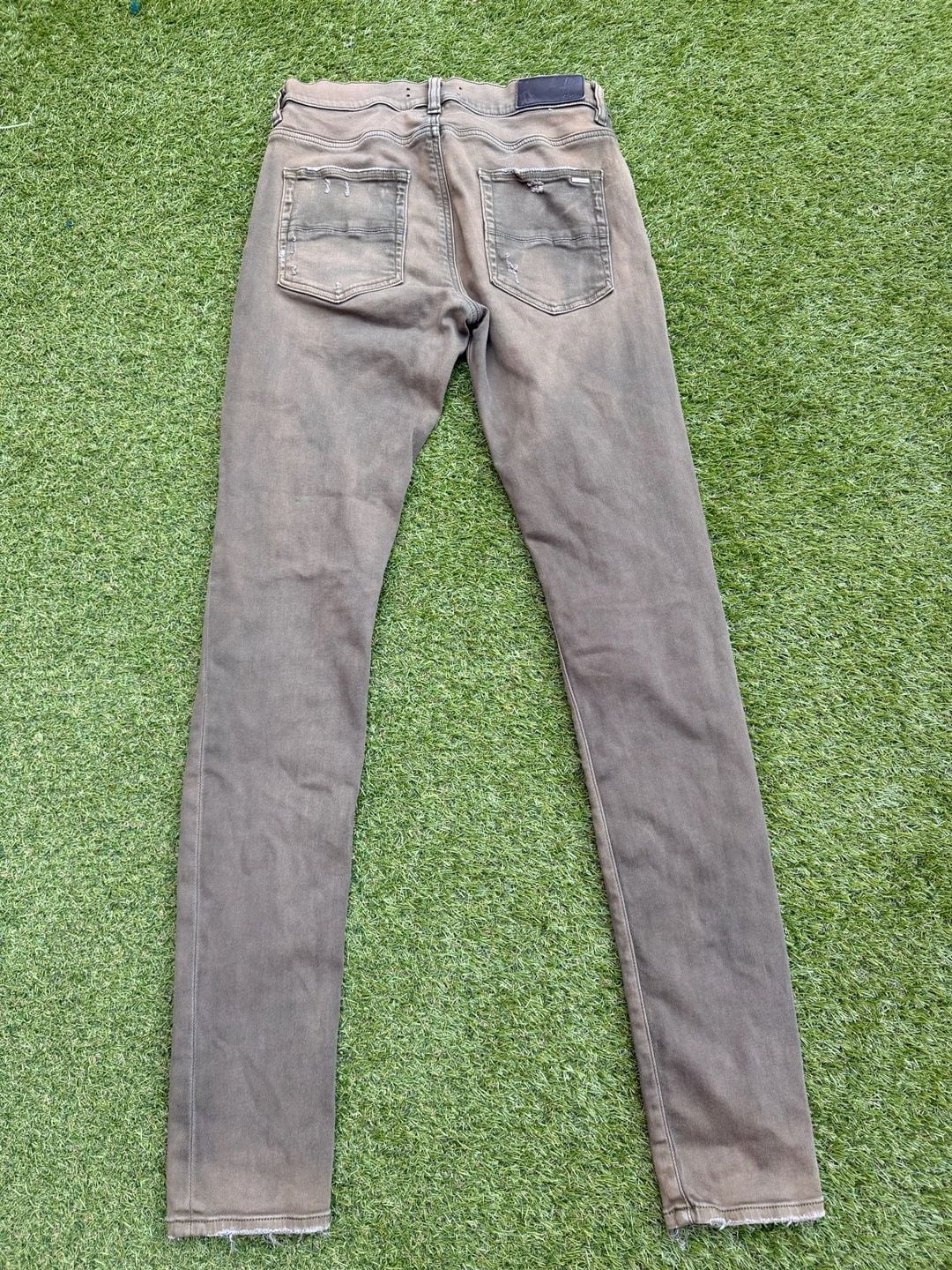 AMIRI MX1 Bandana Patchwork Distressed Denim Jeans Size 31 Green 8