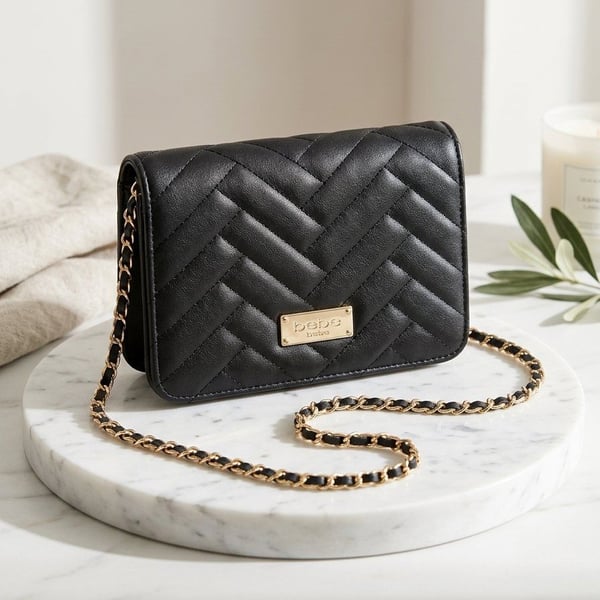 bebe Sophia Crossbody Small Quilted Bag Purse Black