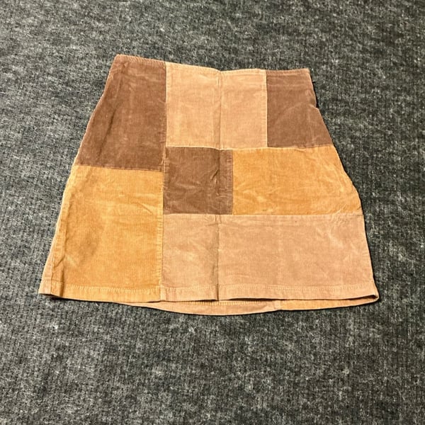 Hollister Ultra High Rise Corduroy Patchwork Mini Skirt Womens Size XS Brown 