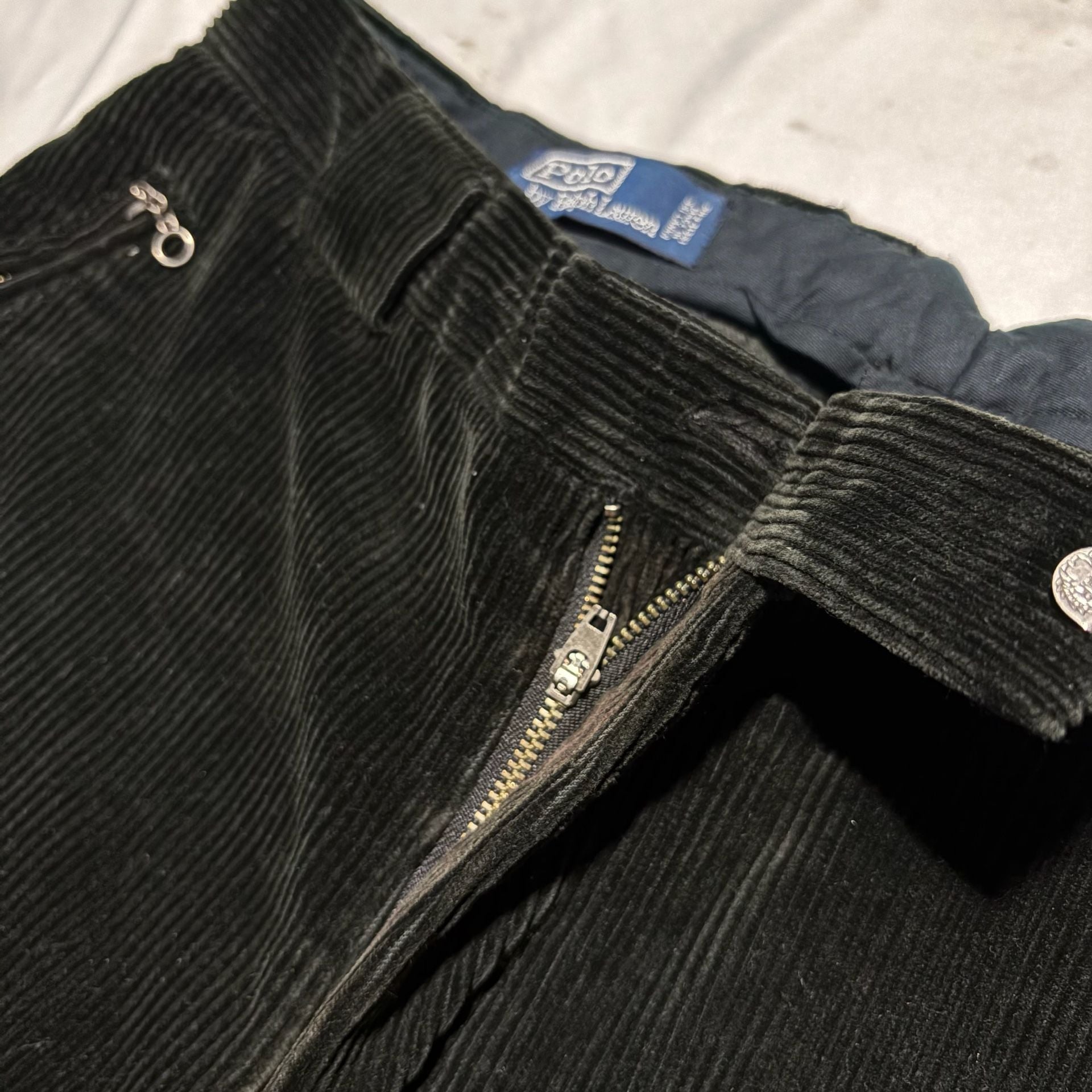 Vtg 90s Polo Ralph Lauren Black Corduroy Cargo Pants Tactical Utility 32x32
 10
