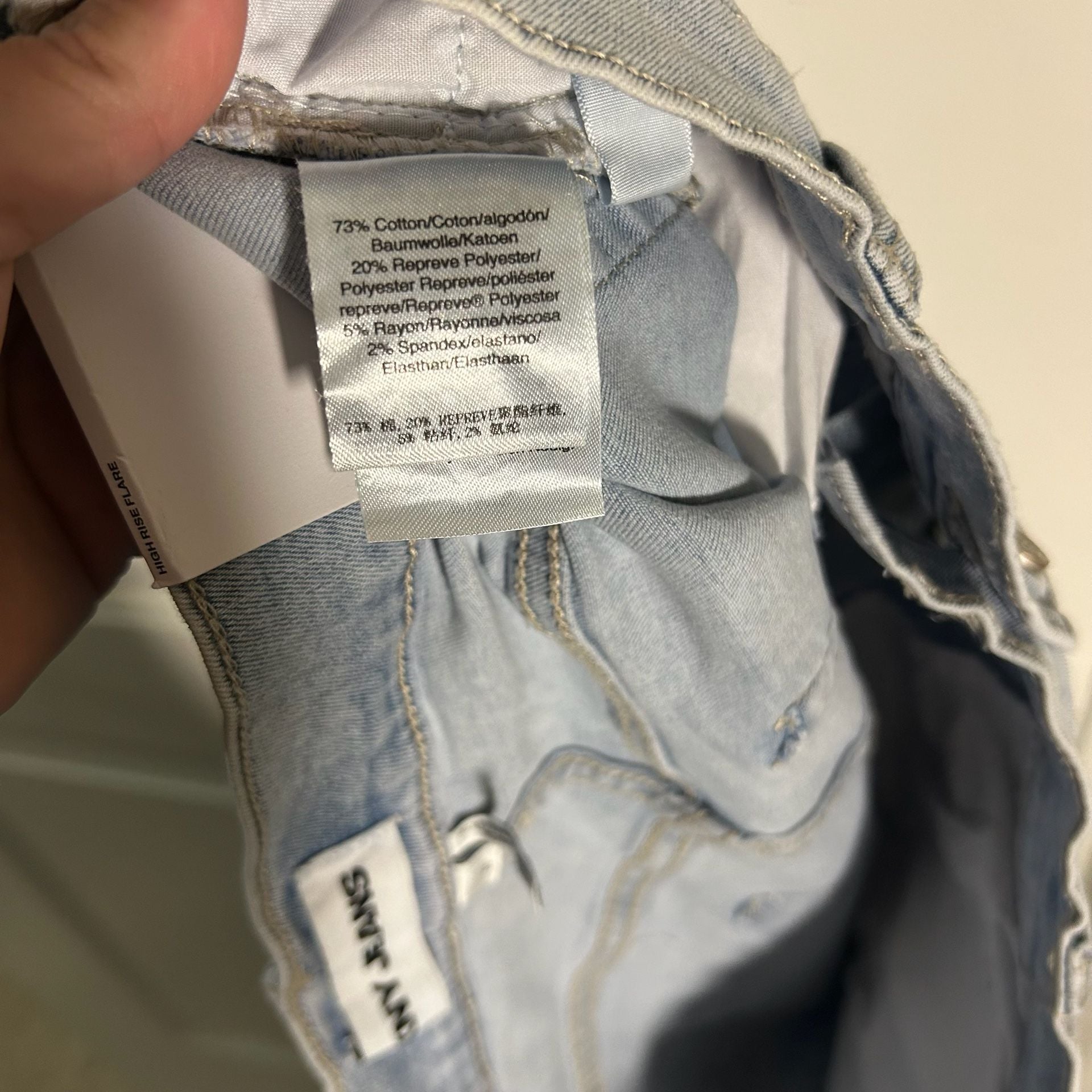 DKNY Jeans High Rise Flare Jeans Size 31 Light Wash Raw Hem 7