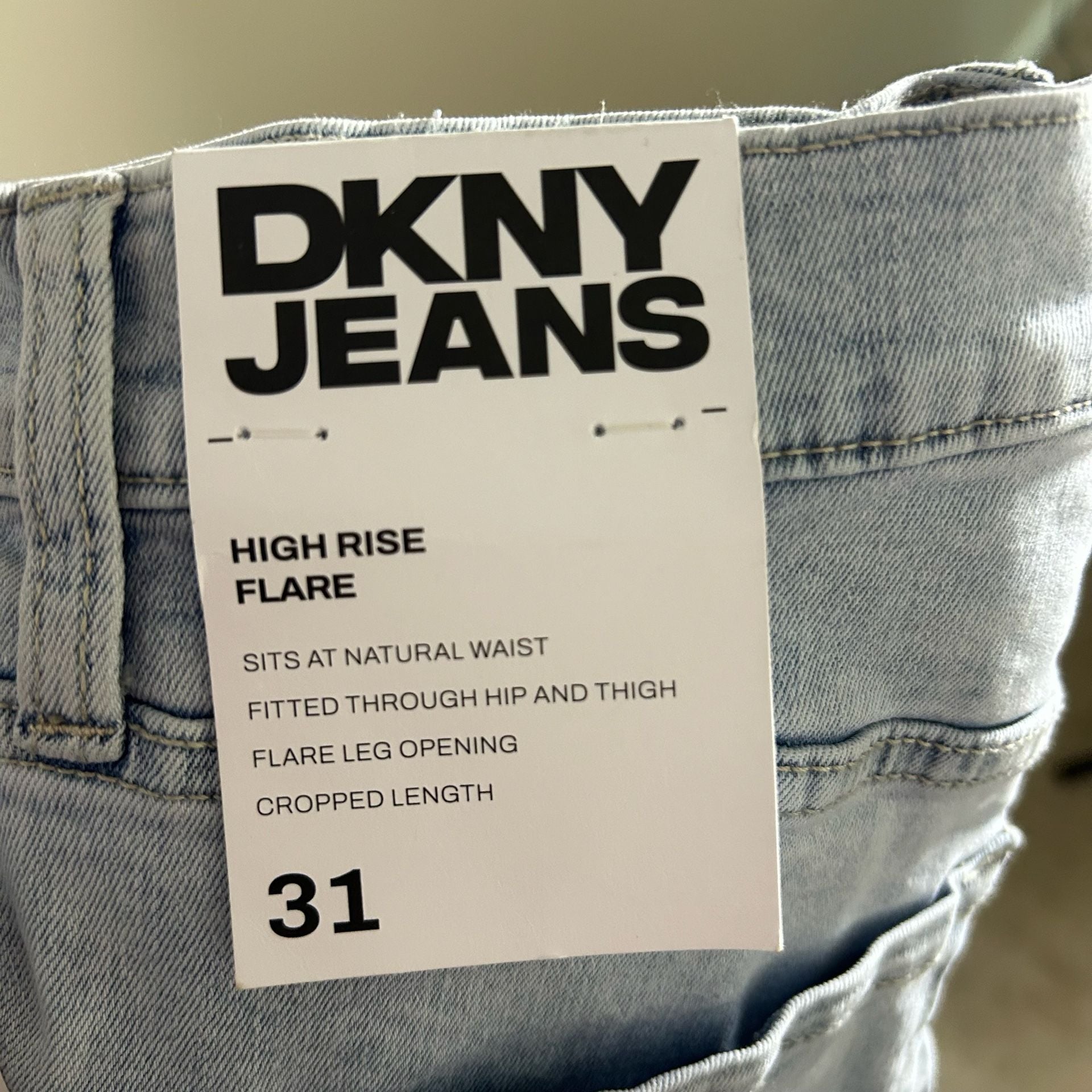 DKNY Jeans High Rise Flare Jeans Size 31 Light Wash Raw Hem 9