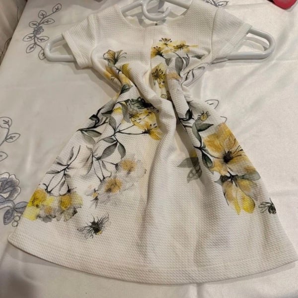 Next Girls Floral Print A-Line Dress Size 3 yrs White
