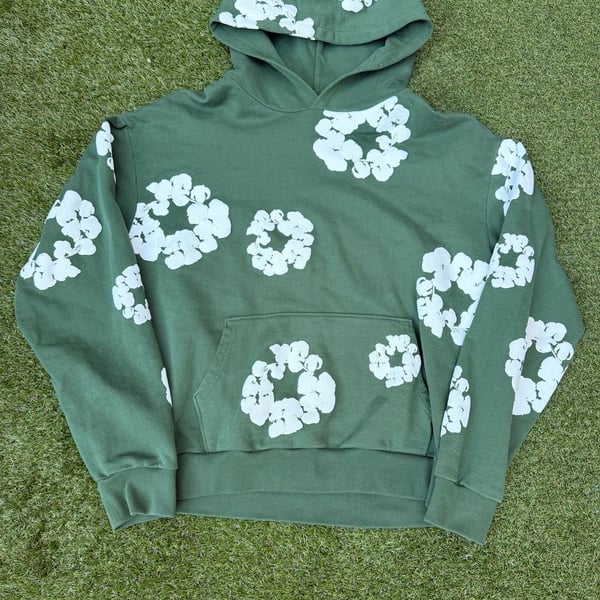 Denim Tears Cotton Wreath Pullover Hoodie Size XL Green