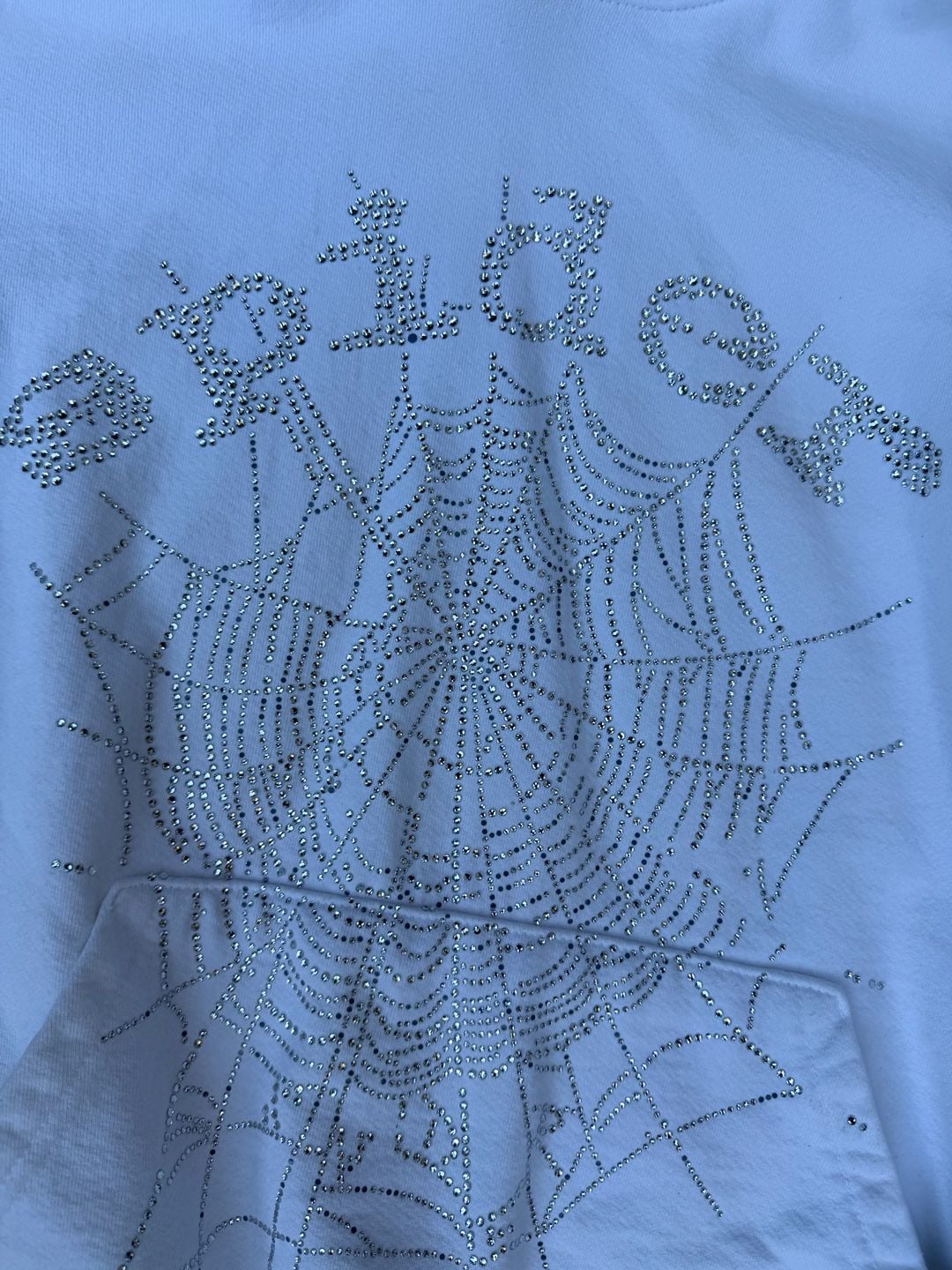 Sp5der OG Rhinestone Hoodie Size L White 3