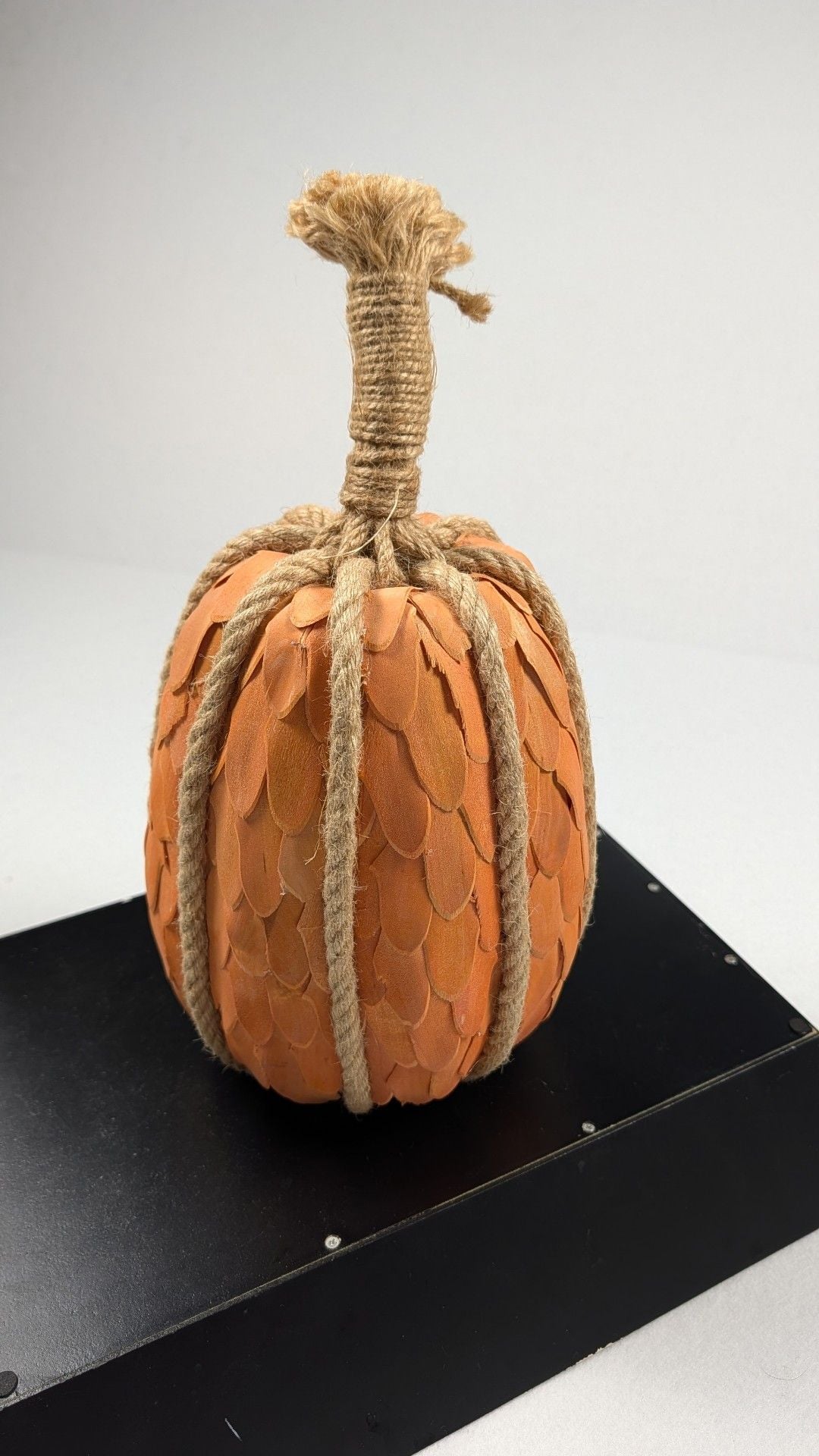 Shaved Wood Chip Pumpkin Fall Decor & Resin Bird Tealight Set Centerpiece
8