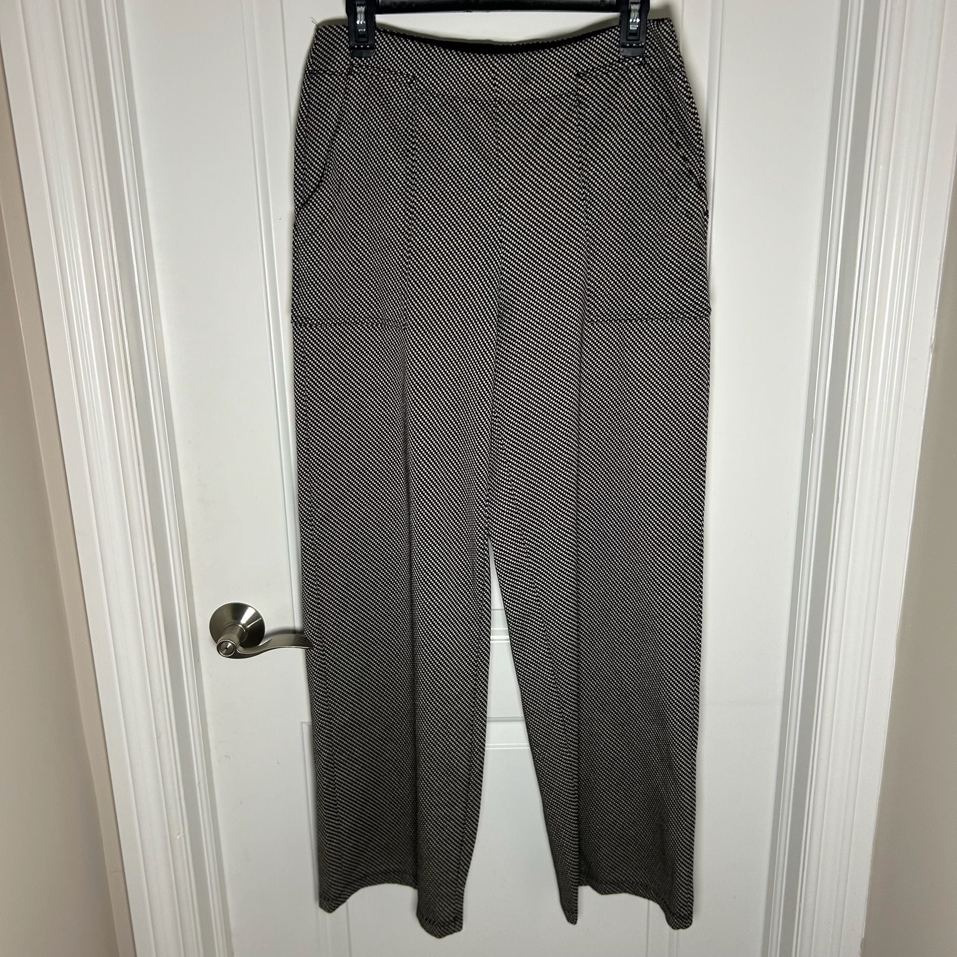 Max Studio London Pants Size L Black White Patterned Pull On 2