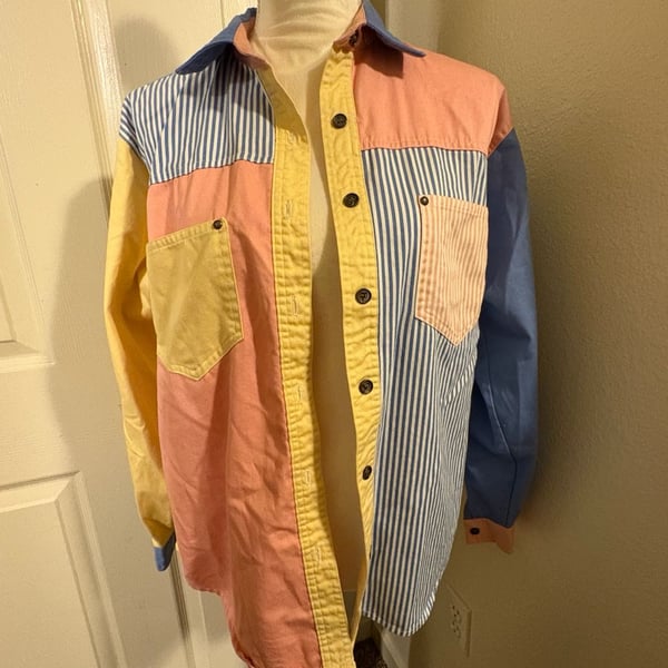 90’s Gitano Vintage Pastel Colorblock Button Down Shirt