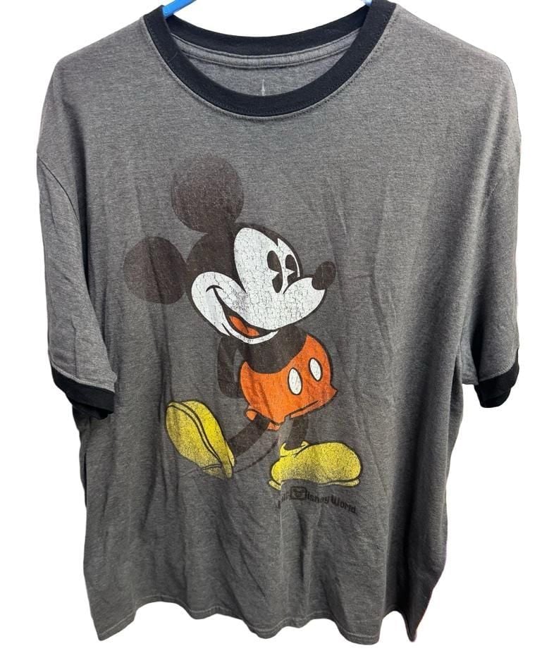Disney Parks Mickey Mouse Ringer T-Shirt Size XL Gray 1