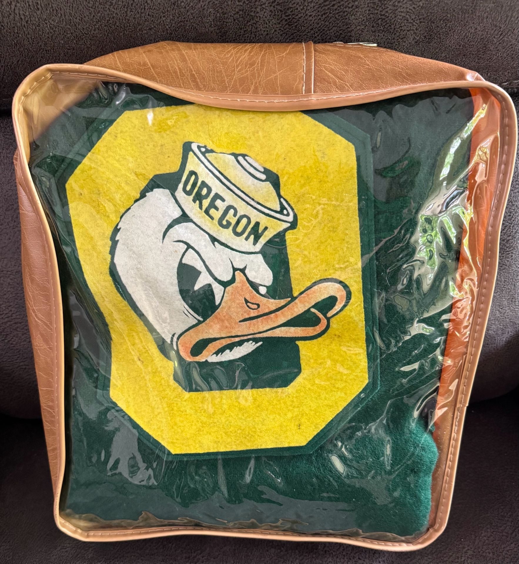 Pendleton University of Oregon Ducks Wool Blanket 53x74 Green Fringe 7